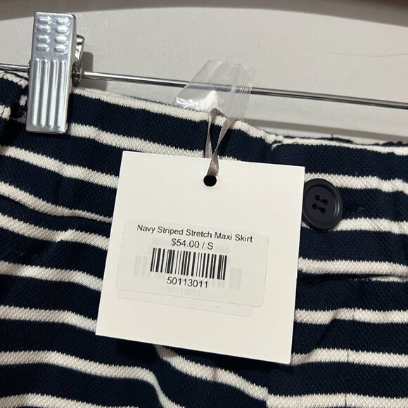 Blank Midi Maxi Skirt Blue White Stripes Small Nautical Pull On Elastic Waist - Picture 4 of 4